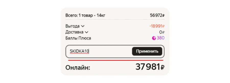 Применить промокод на Яндекс Маркете.